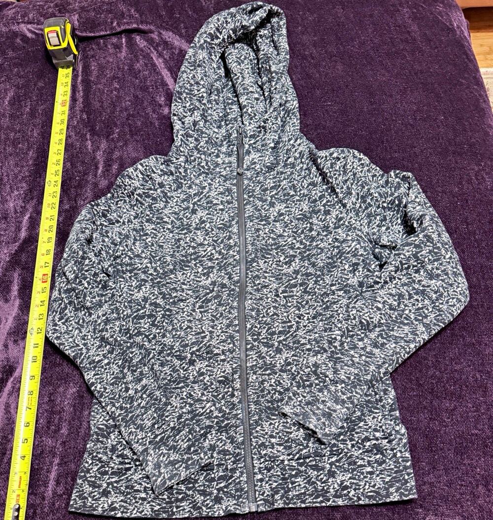 lululemon athletica Scuba Full Zip Hooded Jacket Womens 12 Abstract Black